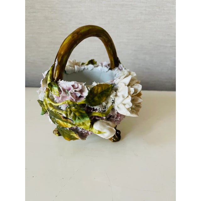 Easter Antique German Porcelain Flower Basket Sitzendorf For Sale In Miami - Image 6 of 10