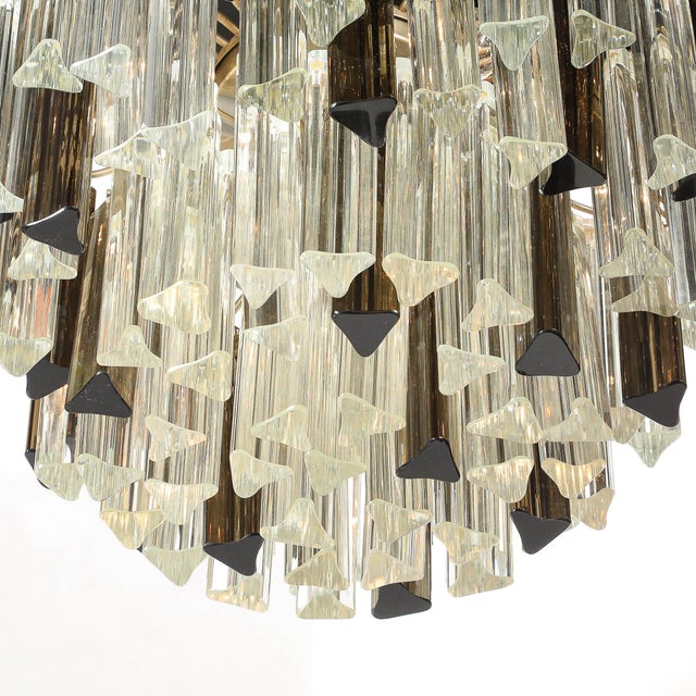 Mid-Century Modernist Hand-Blown Murano Mixed Glass Camer Triedre Chandelier For Sale In New York - Image 6 of 17