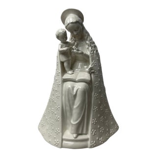 60-70s Goebel Hummel Flower Madonna Figurine 10/1 Virgin Mary Child Bird Used 9in Ivory For Sale