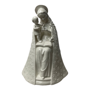 60-70s Goebel Hummel Flower Madonna Figurine 10/1 Virgin Mary Child Bird Used 9in Ivory