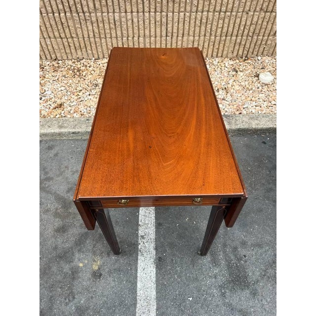 19th Century Antique George III Mahogany Inlaid Pembroke Table With 1 Drawer For Sale - Image 5 of 12