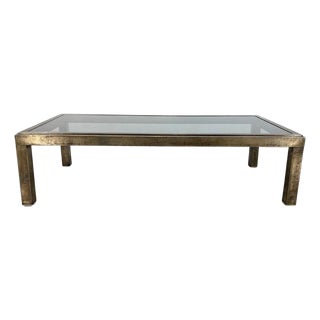 Mastercraft Style Vintage Metal and Glass Coffee Table For Sale