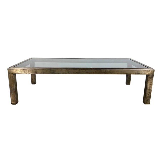 Mastercraft Style Vintage Metal and Glass Coffee Table For Sale