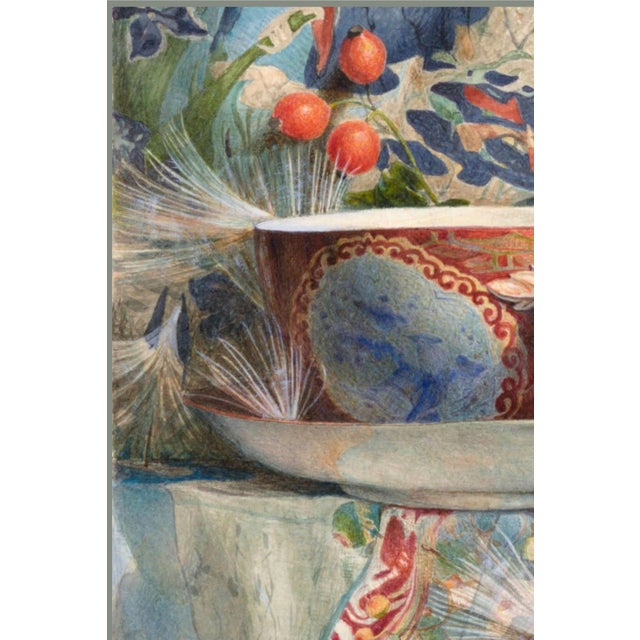 Bunny Williams Home 1876 Vintage Teacup Still Life Art Print, Japanese-Inspired Wall Art by Samuel Colman - 28" X 28" For Sale - Image 4 of 8