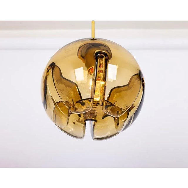 Metal Petite Glass Pendant Light in the style of Mazzega, 1970s For Sale - Image 7 of 9