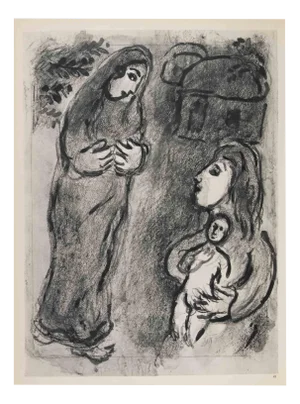 Marc Chagall, Sarah and Agar, Héliogravure, 1960