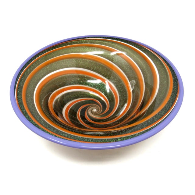 Glass Galaxy Swirl Decorative Glass Bowl, Signed 2000, For Sale - Image 7 of 9