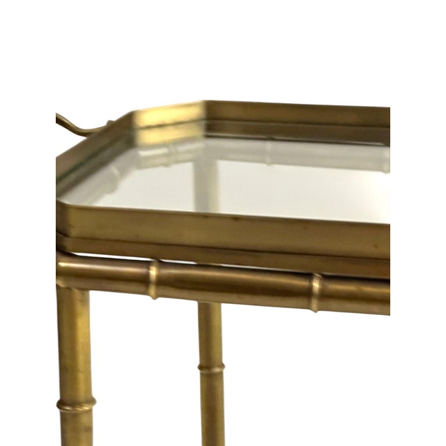 Mid 20th Century Brass Hollywood Regency Faux Bamboo Tray Table For Sale - Image 11 of 14