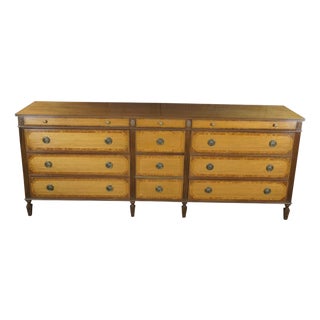 Vintage Kittinger American Federal Style Mahogany & Satinwood Triple Dresser 87" For Sale