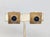 Vintage Signed Mazer Square Goldtone Ribbed Cabochon Faux-Sapphire Clip Earrings-2 Pieces For Sale - Image 4 of 10