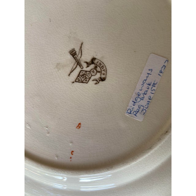 Ceramic 1877 Aesthetic Movement Ridgways Indus Plate For Sale - Image 7 of 10