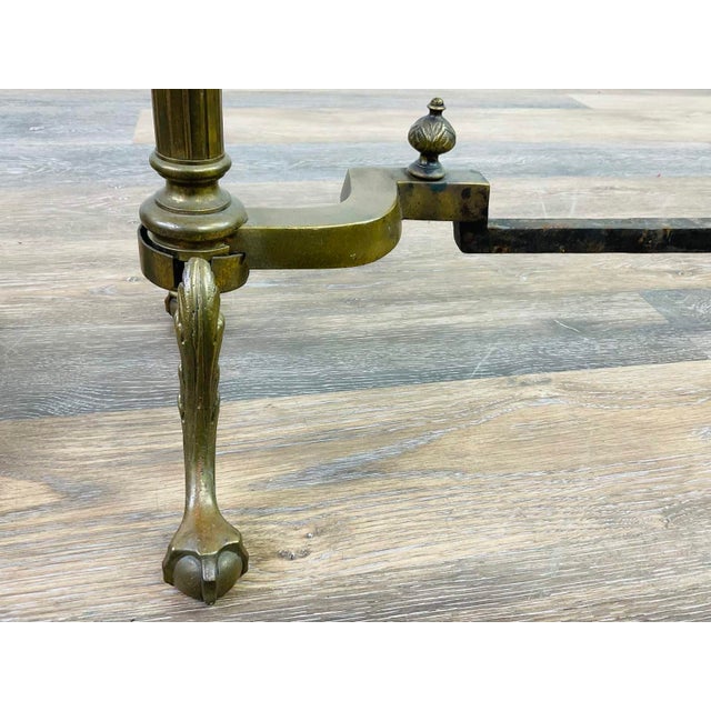 Antique Ribbed Bronze Fireplace Andirons—A Pair For Sale In New York - Image 6 of 7