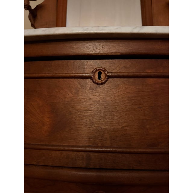Brown Late-19th-Century to Early-20th-Century Victorian/Eastlake-Style Marble-Top Dresser With an Attached Mirror For Sale - Image 8 of 8