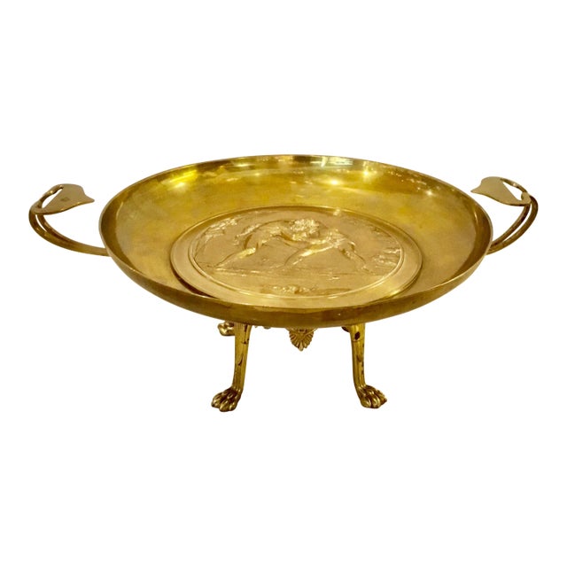 Italian Grand Tour Brass Tazza Depicting the Grappalers For Sale