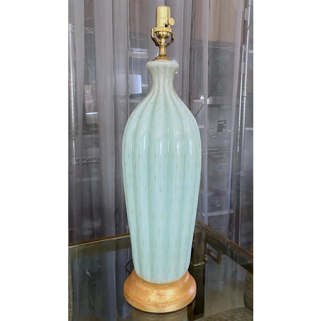 1950s Barbini Murano Seafoam Green Glass Table Lamp For Sale - Image 10 of 12