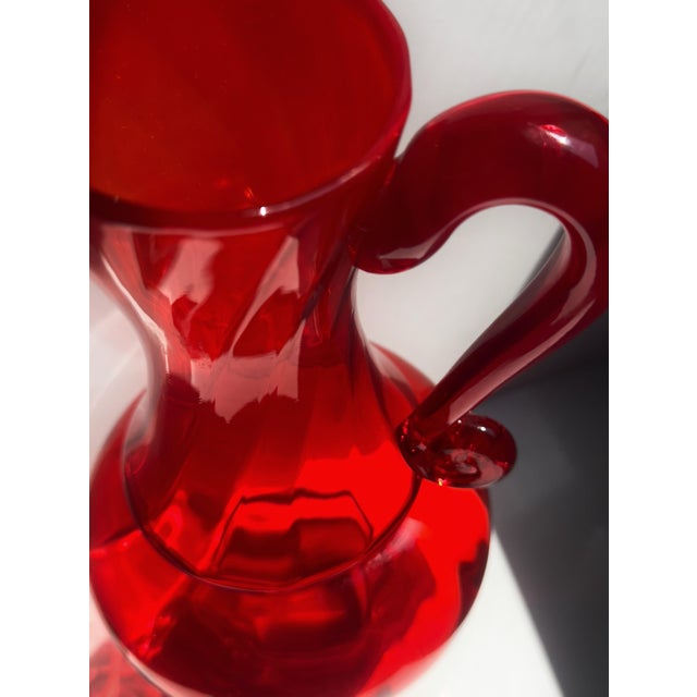 Polish Ruby Red Glass Carafe by Ludwik Fiedorowicz, 1970s For Sale - Image 4 of 7