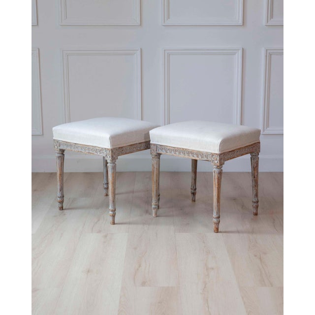 Wood Pair of 18th Century Swedish Gustavian Stools For Sale - Image 7 of 8