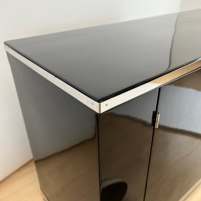 Art Deco Black Lacquered Lowboard with Chrome Fittings, France, 1930s For Sale - Image 18 of 18