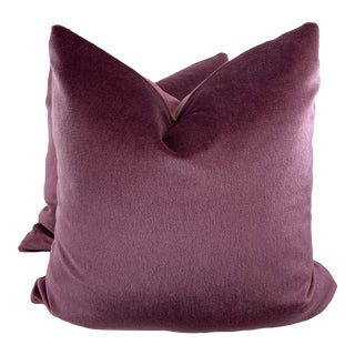 Brunschwig & Fils "Autun Mohair" in Prune 22" Pillows-A Pair For Sale