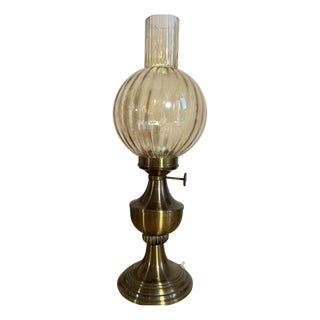 Table Lamp with Ribbed Glass Globe For Sale