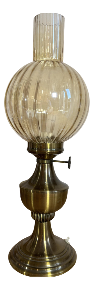 Table Lamp with Ribbed Glass Globe