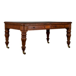 19th Century English William IV Mahogany Double Sided Library Table or Desk For Sale