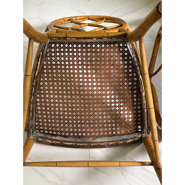 Vintage English Faux Bamboo Oval Back Armchairs in the Manner of Tom Parr for Colefax & Fowler For Sale - Image 13 of 17