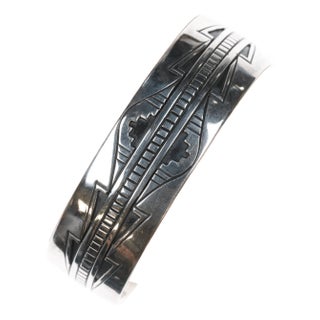6 3/8 Charlie John Navajo sterling cuff bracelet For Sale