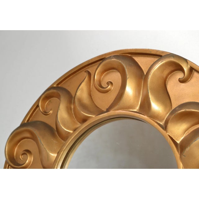 Set of 2 Vintage Round Bohemian Sunburst Wall Mirror Distressed Gold Finish For Sale - Image 9 of 12