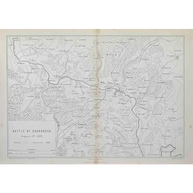 Battle of Saarbruck Lithograph Map, 1872 For Sale