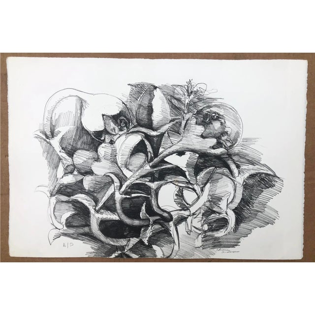 Lithograph of figures among a botanical by Atlanta artist Adrienne Anderson (1949-2020). Anderson earned her MFA from...