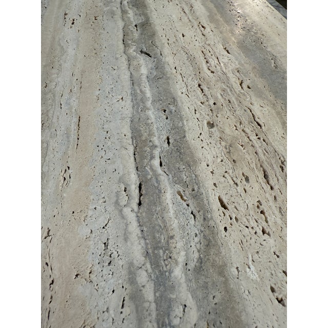 Stone Gray Set of Two Italian Travertine Console Tables, 1970s For Sale - Image 8 of 13