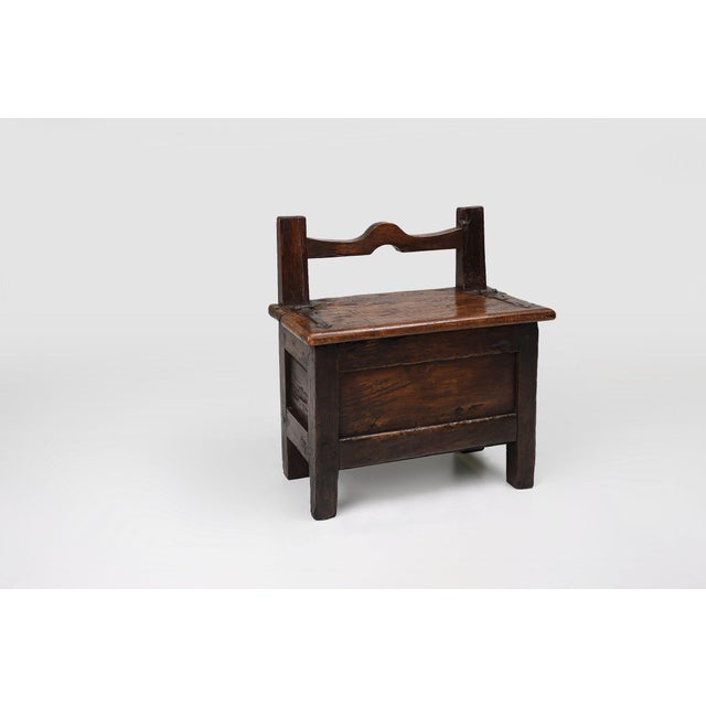 Antique French Wooden Stool with Storage For Sale - Image 10 of 13