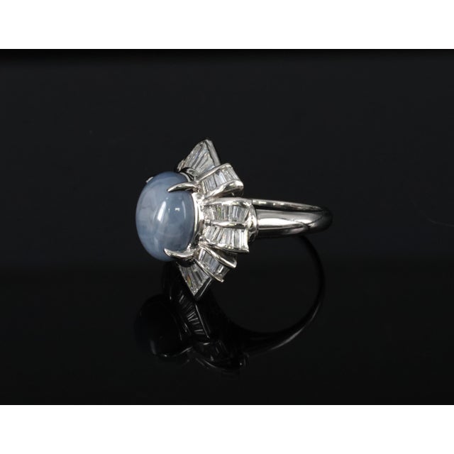 Late 20th Century Fine 12.05ct Natural Star Sapphire & 1.72ct Diamond Platinum Ring Size 5.75 For Sale - Image 11 of 18