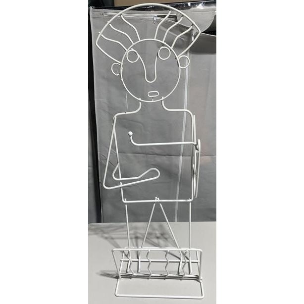Mid-Century Modern Vintage 1970s John Risley Standing Wire Figure Magazine Holder For Sale - Image 3 of 3