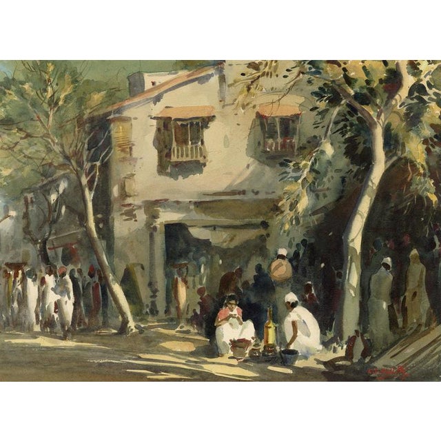 2000 - 2009 G.D. Paulraj, Indian Street Scene, Watercolor For Sale - Image 5 of 5