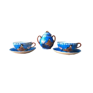 Vintage Japanese Style Cups and Sugar Jar, Set of 3