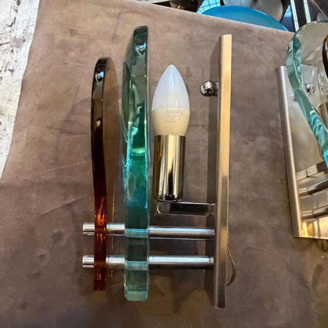 This is an exceptional and highly desirable set of two 1970s Space Age wall sconces by the Italian company Veca. These...