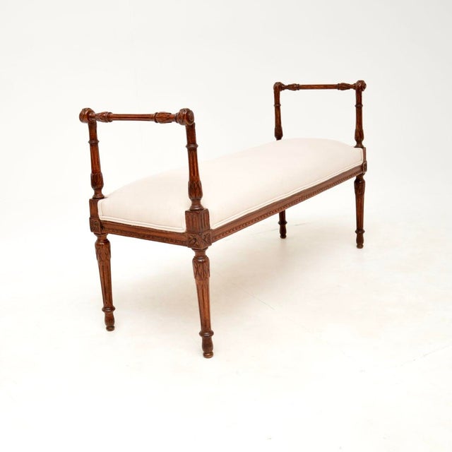 Antique Victorian Carved Walnut Bench, 1890 For Sale - Image 3 of 10