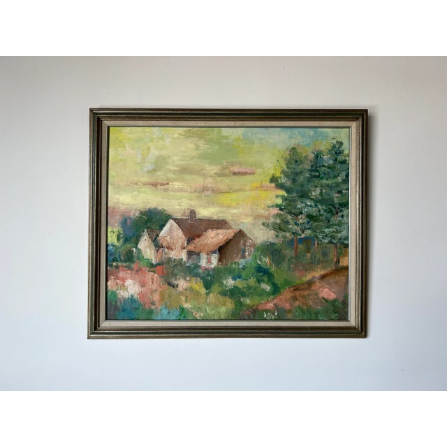 70's Vintage " Old House in Maine " Expressionist - Style Oil on Canvas Painting For Sale - Image 13 of 13