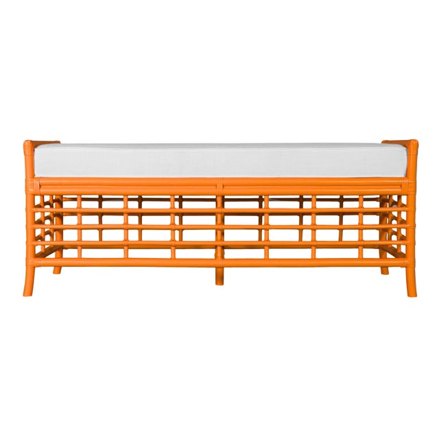 Wood Luna Bench - Orange For Sale - Image 7 of 7