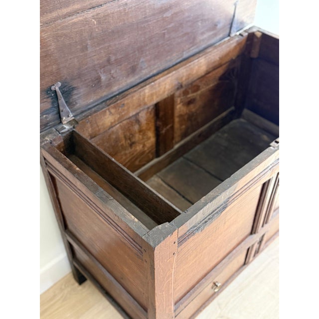 Brown Antique English Oak Coffer/Trunk For Sale - Image 8 of 10