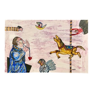 Ramon Carulla, Cuban Art Abstract Oil Painting Latin American Ramon Carulla Surrealist Folk Art For Sale