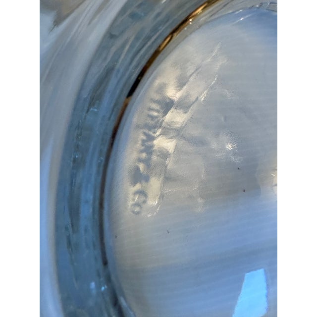 Tiffany & Co. MCM Clear Art Glass Crystal Bowl Featuring a Dolphin Motif. Crafted from glass with a production style of...