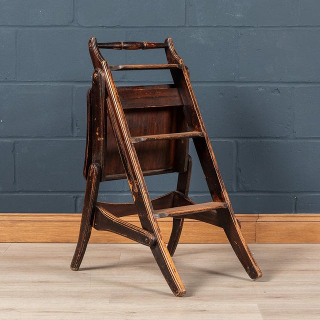 20th Century Metamorphic Oak Library Chair, England, 1900s For Sale - Image 9 of 18