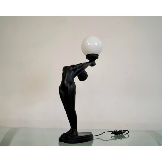 Cygal Art Deco 1980s Art Deco Sculptural Figural Globe Table Lamp For Sale - Image 4 of 12