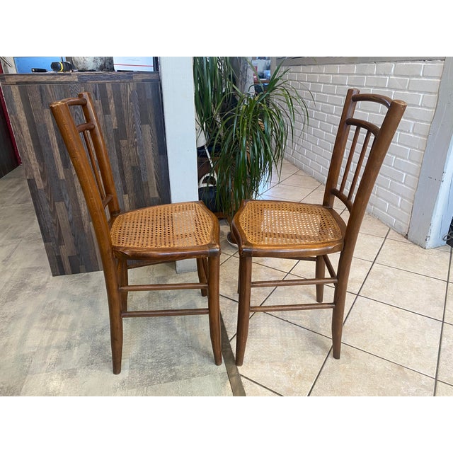 Antique Cane and Wood Chairs, 1890s, Set of 2 For Sale - Image 4 of 17