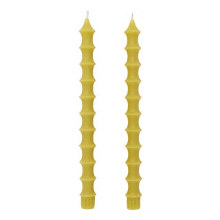 Bamboo Taper Candles in Citron Green - A Pair For Sale