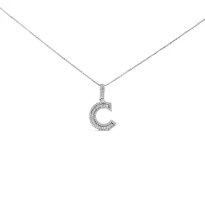 .925 Sterling Silver 4/5 Cttw Round Lab-Grown Diamond "C" Pendant Necklace - 18" (F-G Color, VS2-SI1