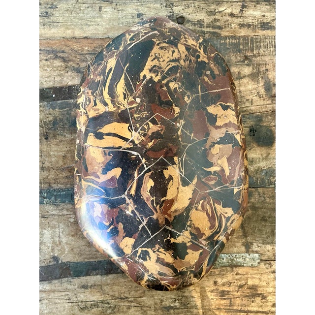 Brown Vintage Italian Scagliola Artisanal Pigmented Plaster Turtle Shell For Sale - Image 8 of 12